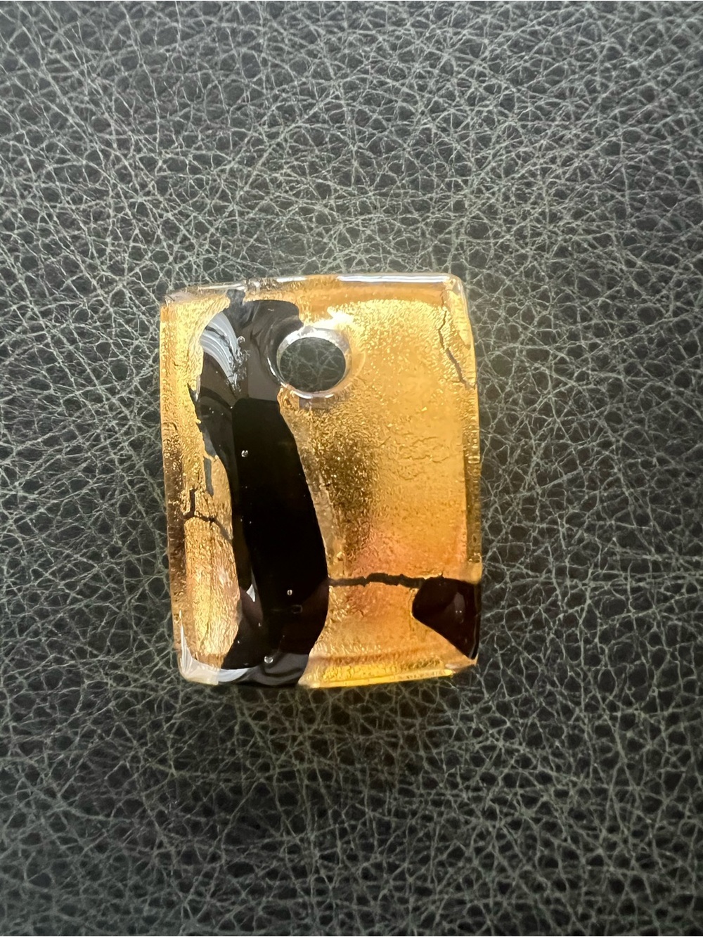 Italian Gold Necklace with Glass Pendant Black Gold Chain 18 in - Picture 10 of 16